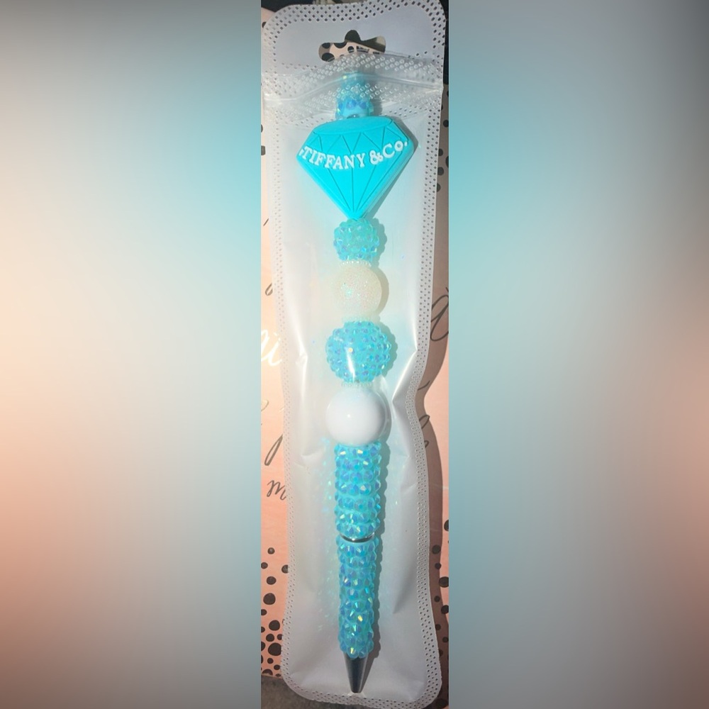 Tiffany & Co. Turquoise & White Sugar Barrel Beaded Pen